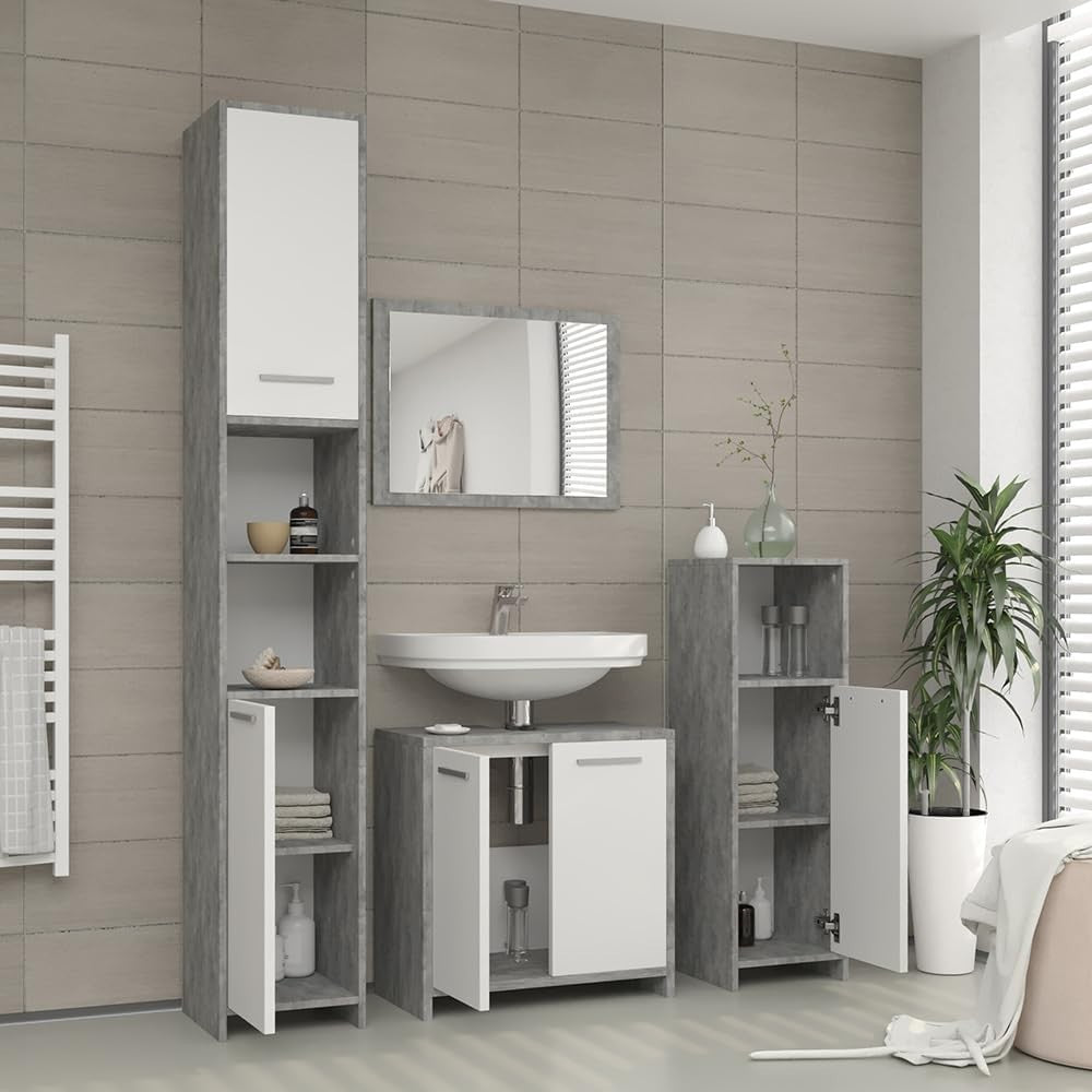 Space-Saving Bathroom Storage Cabinet with Door & Adjustable Shelf 30x95 cm