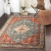 Vintage Area Rug 90x150cm Washable Non Slip Short Pile Living Room Bedroom
