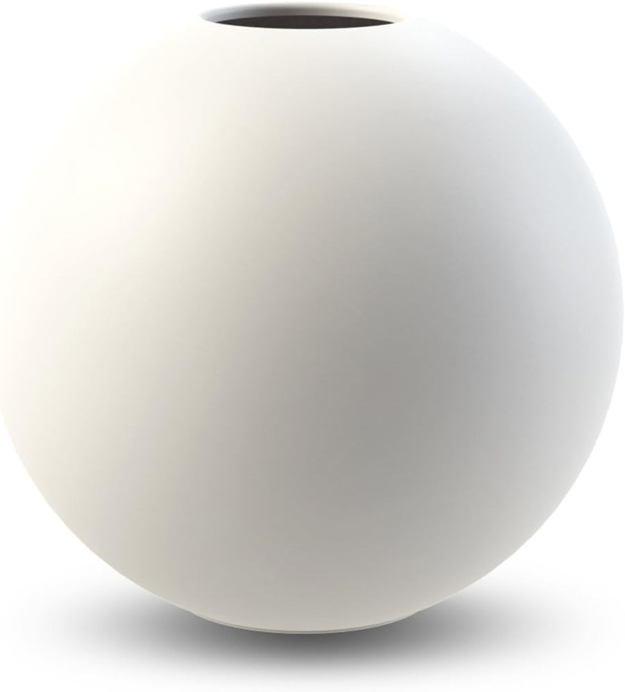 White Ceramic Ball Vase 20cm Modern Round Table Minimal Home Decor