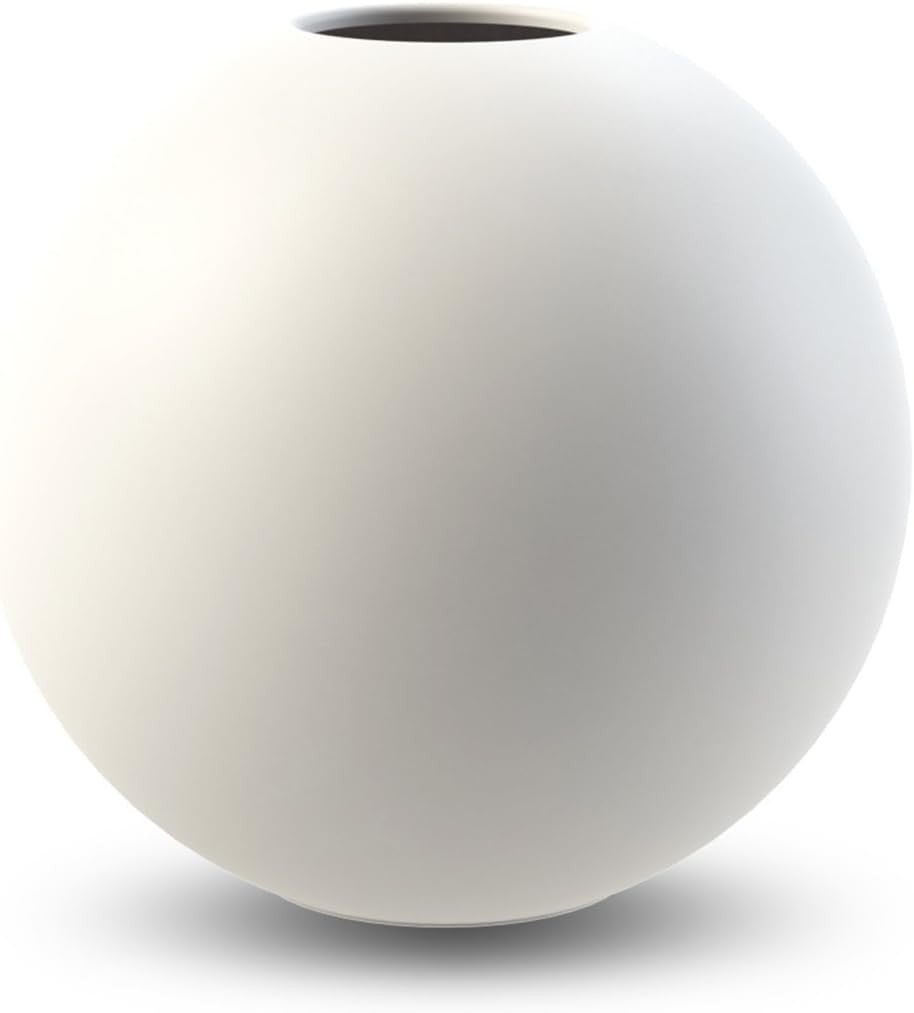 White Ceramic Ball Vase 20cm Modern Round Table Minimal Home Decor