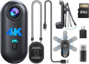 4K Mini Body Camera 64GB Wearable Action Cam Magnetic Clip Portable