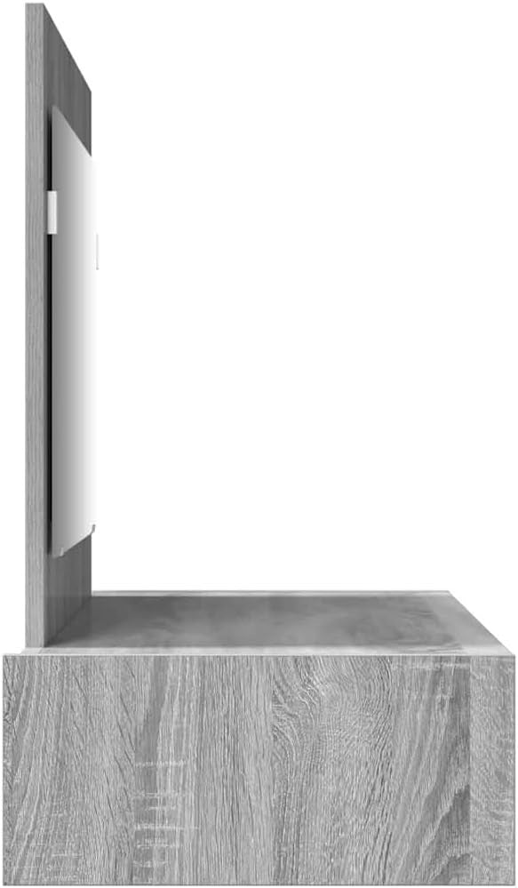 Modern Grey Sonoma Dressing Table Vanity Set Mirror Drawer Engineered Wood