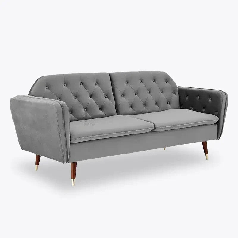 3 Seater Velvet Sofa Bed Grey Click Clack Recliner Guest Bed Couch