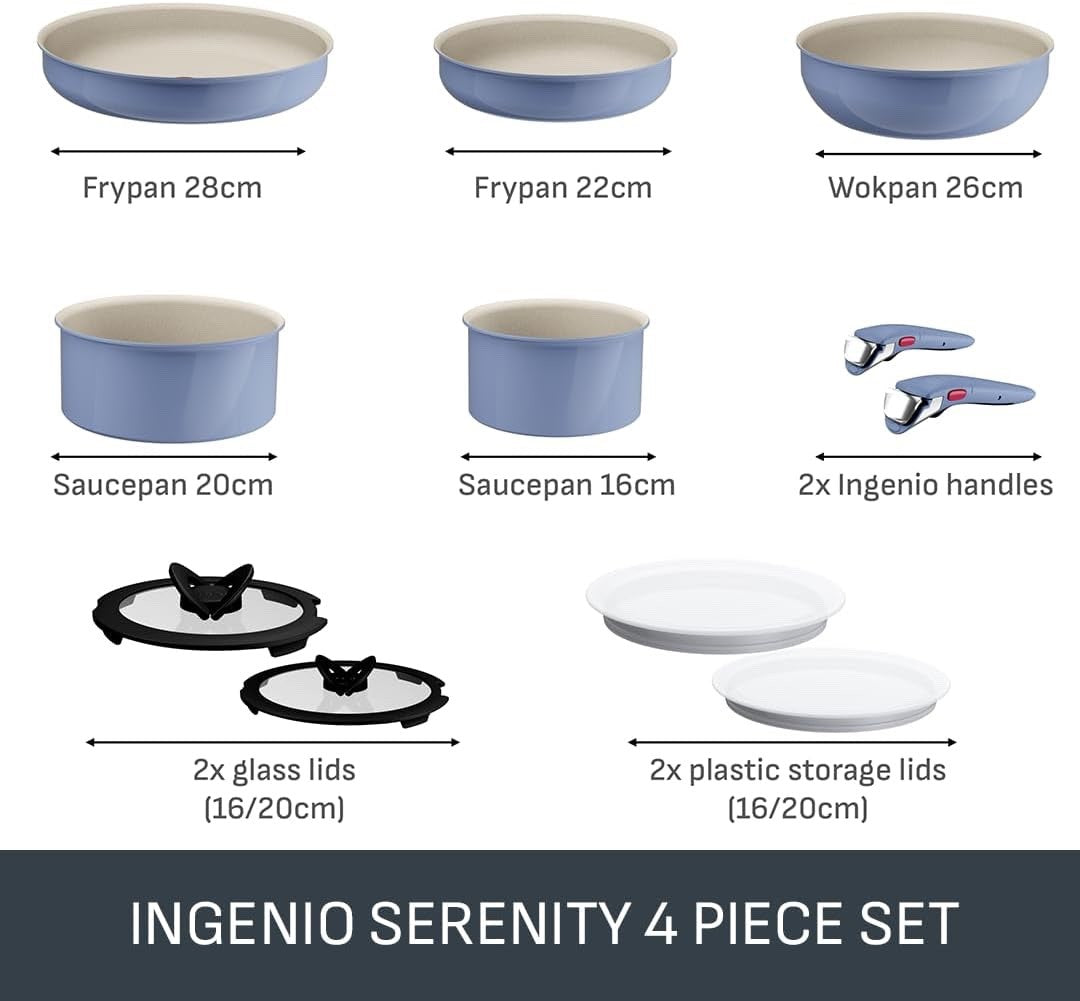 11pcs Blue Non Stick Cookware Set Induction  with Glass Lids & Detachable Handle