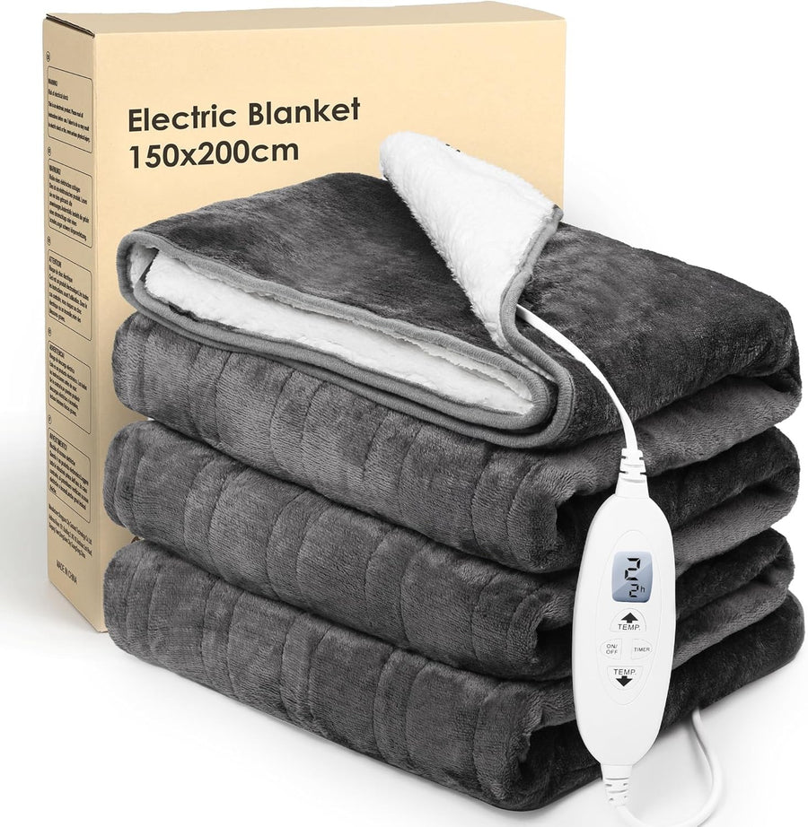 Electric Heated Throw Blanket 4 Heat Settings Auto Off LCD 200x150cm