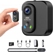4K Mini Body Camera WiFi POV Action Cam w/64GB Charging Case
