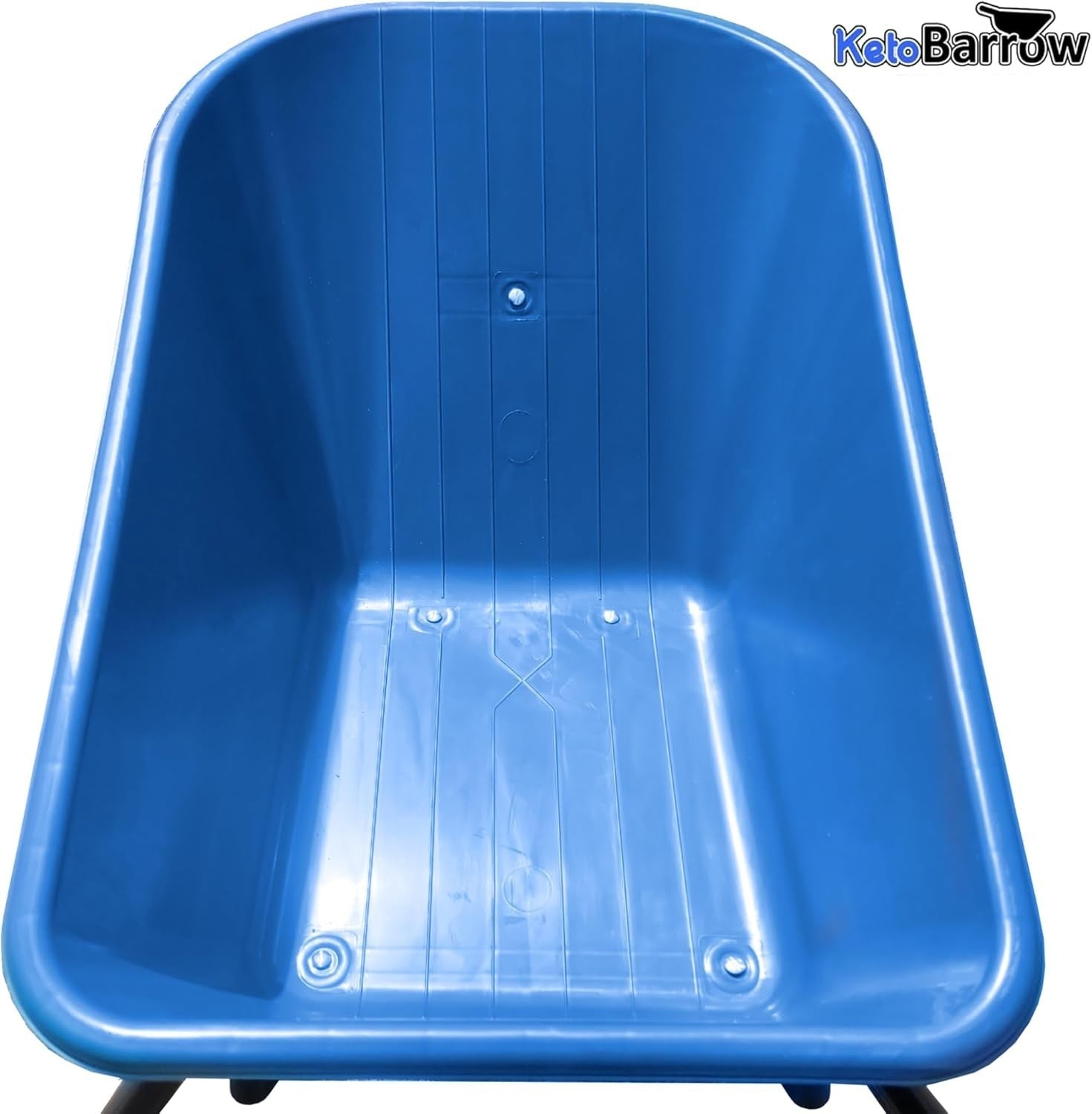 110L - Pneumatic Tyre Wheelbarrow - Blue - Plastic Tray, Steel Frame, 150kg Cap