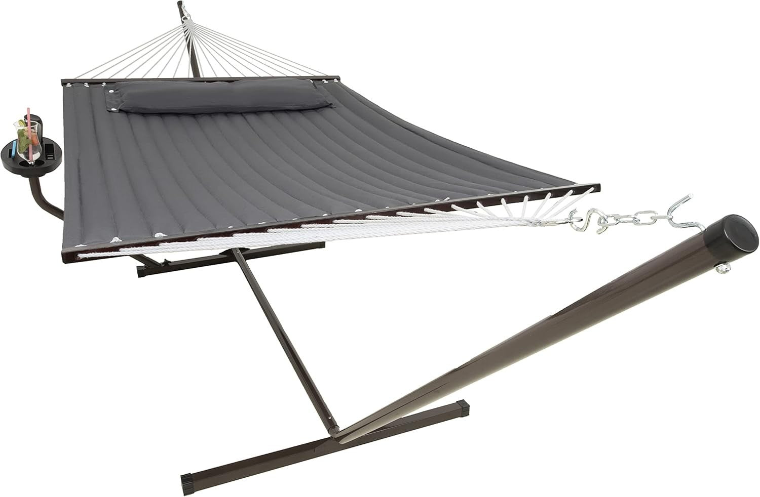 2 Person Hammock with Stand & Side Table – 200kg Capacity Indoor Outdoor