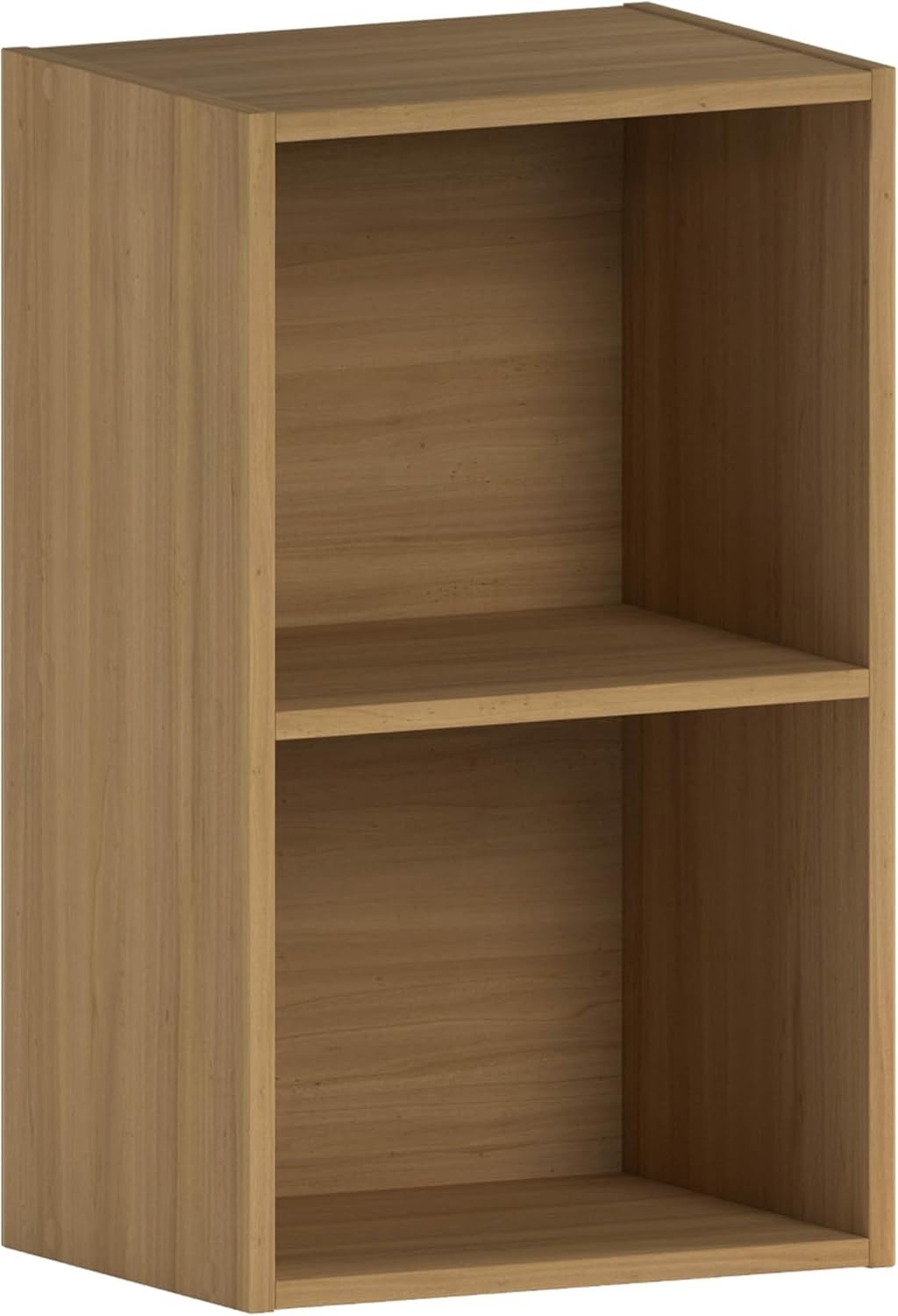 2 Tier Oak Wooden Cube Bookcase Small Storage Shelf for Living Room Office