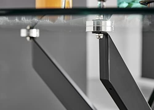 Round Glass Dining Table 120cm Matte Black Tempered Glass Modern