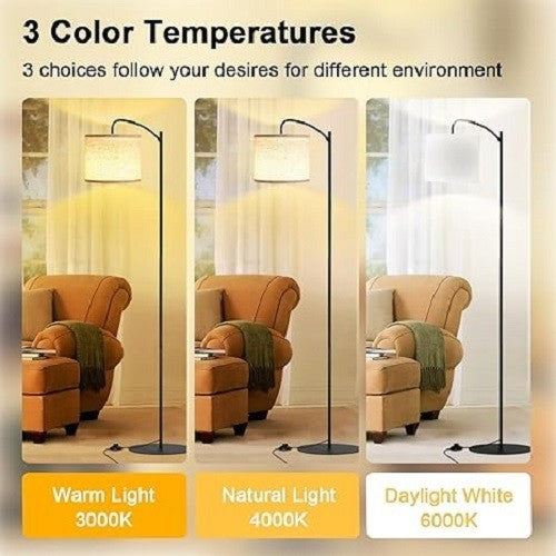 LED Floor Lamp Dimmable Reading Light 3 Color Temperatures Remote Control