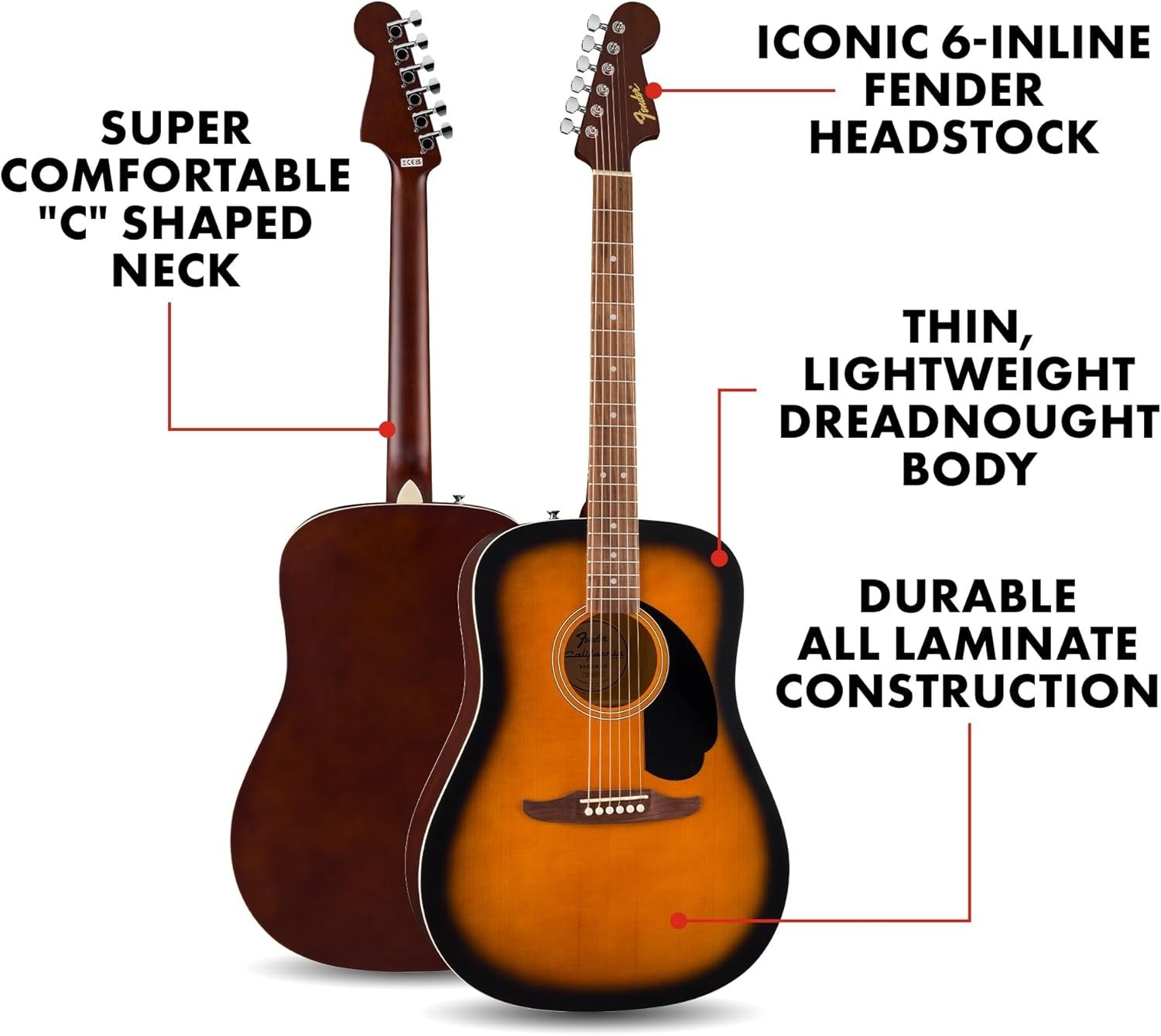 Full Size Dreadnought Acoustic Guitar Spruce Top Sunburst