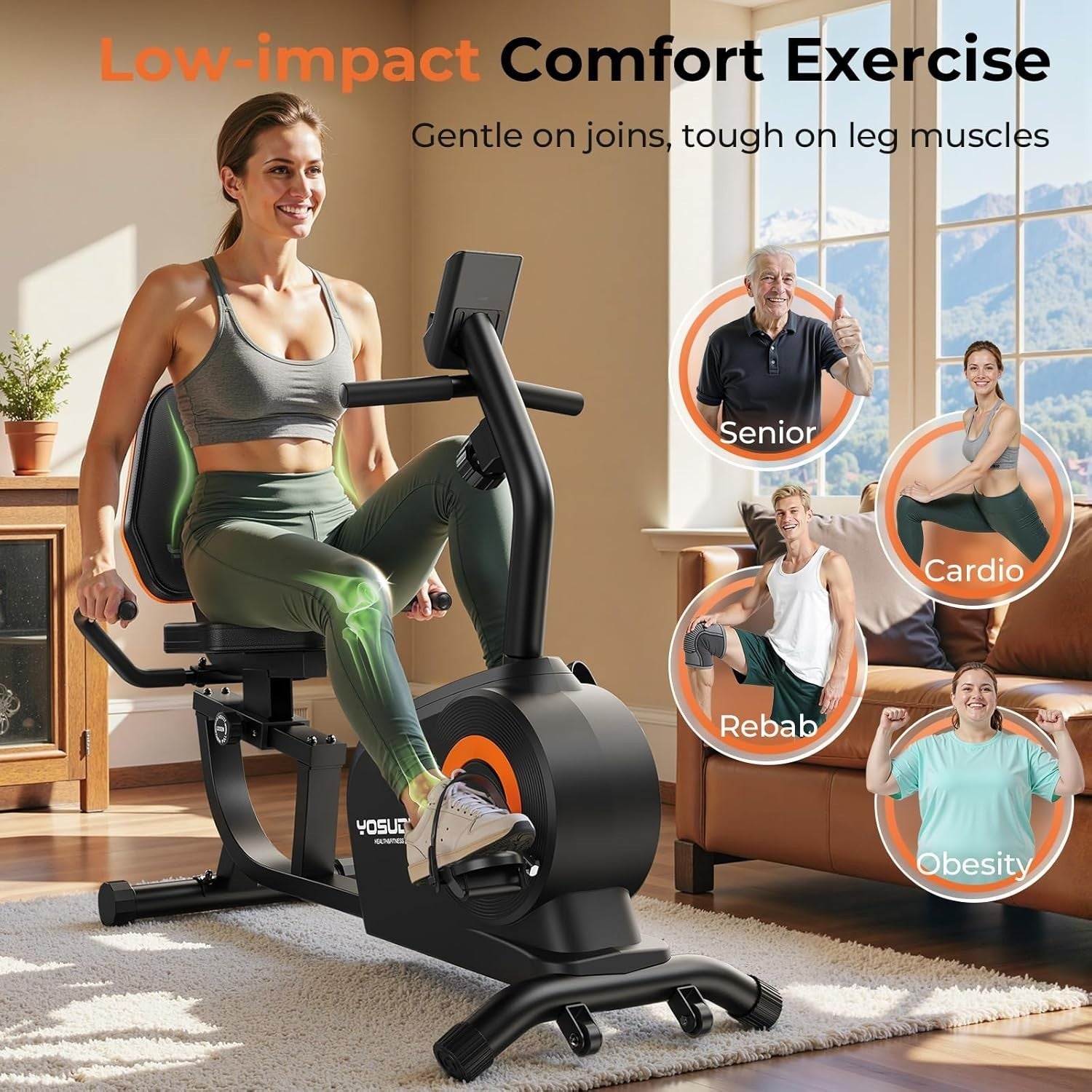 Recumbent Exercise Bike Magnetic 16-Level Quiet LCD Pulse Adjustable Seat Home