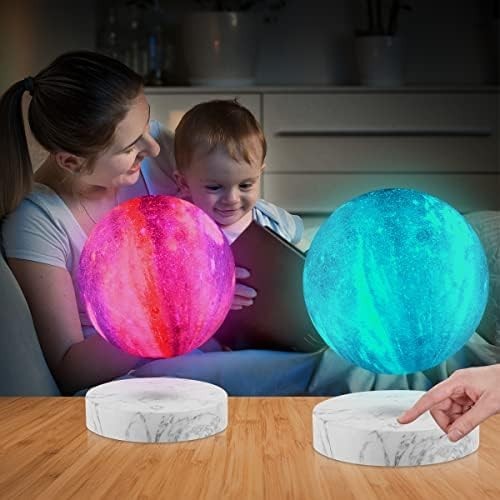 Levitating 3D Moon Lamp 16 Colors Magnetic Marble Base Night Light