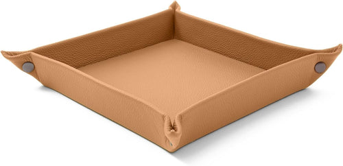 Leather Valet Tray Light Brown – Desk Organiser for Keys, Coins & Jewellery