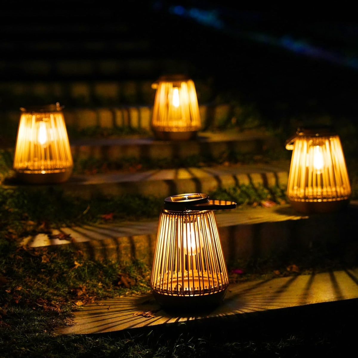 4 Pack Solar Garden Lanterns Outdoor Waterproof Metal