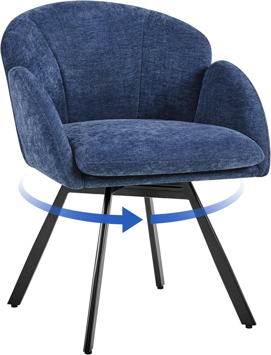 Swivel Chenille Tub Chair Blue Accent Vanity Armchair