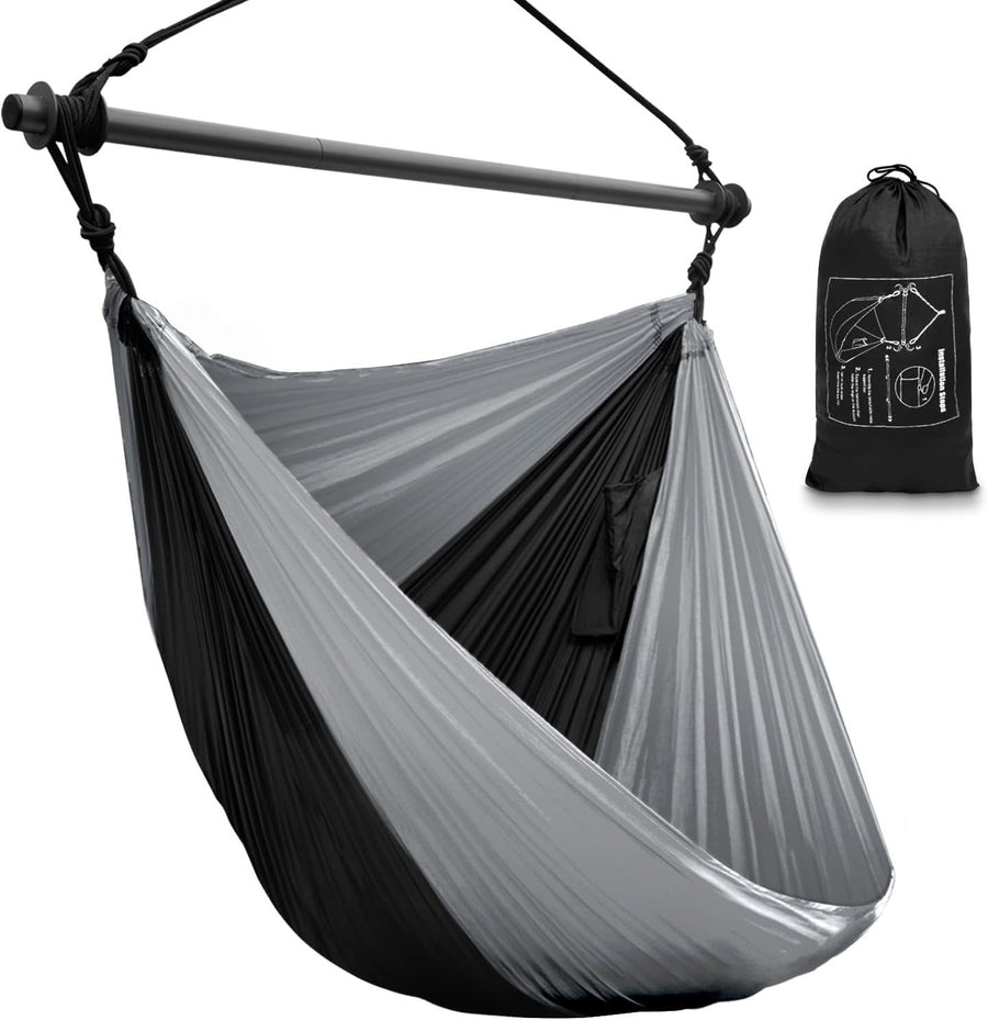 Portable Hammock Chair Swing, Lightweight Outdoor/Indoor, Max 500lbs Gray