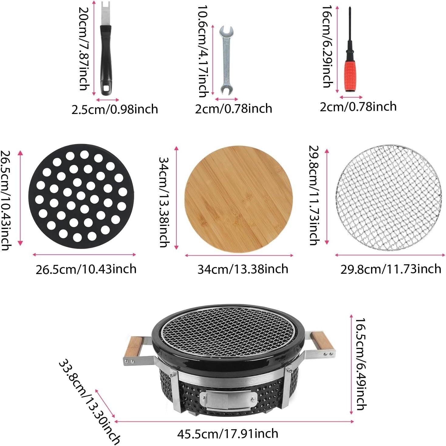 Portable Round Charcoal BBQ Grill Ceramic Tabletop Stove Outdoor Camping Patio