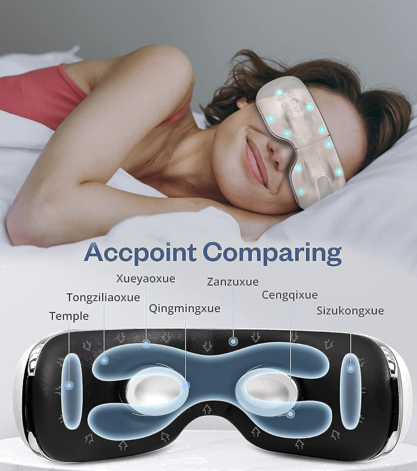 Heated & Cooling Eye Massager Rechargeable Vibration Sleep Mask