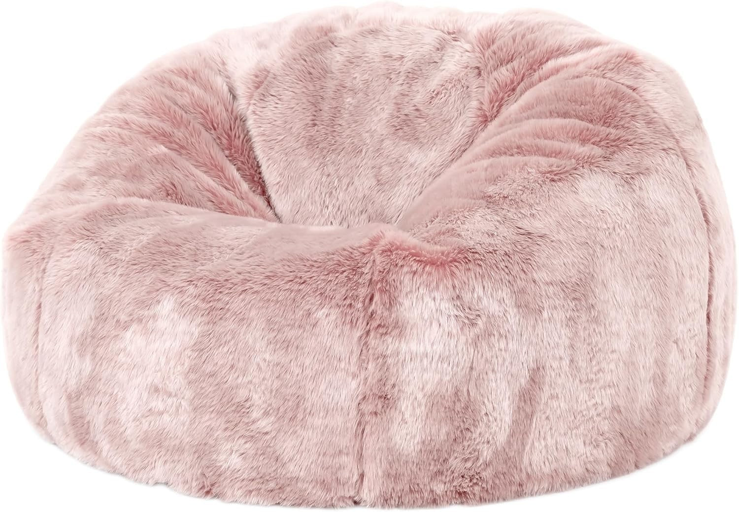 Pink Kids Faux Fur Bean Bag Chair Soft Fluffy Seat for Bedroom Gaming Room
