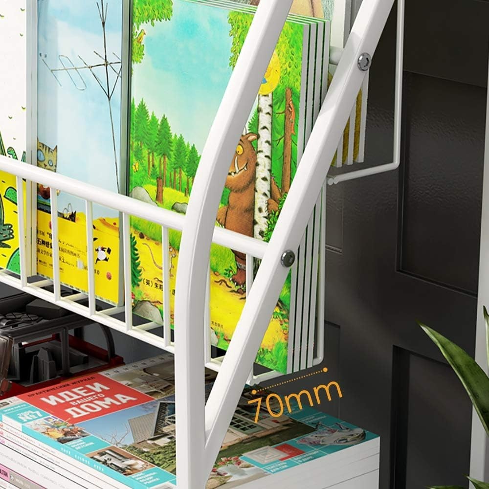 Kids 5-Tier Metal Bookshelf with Sling & Mesh Shelves – Durable, Space-Saving