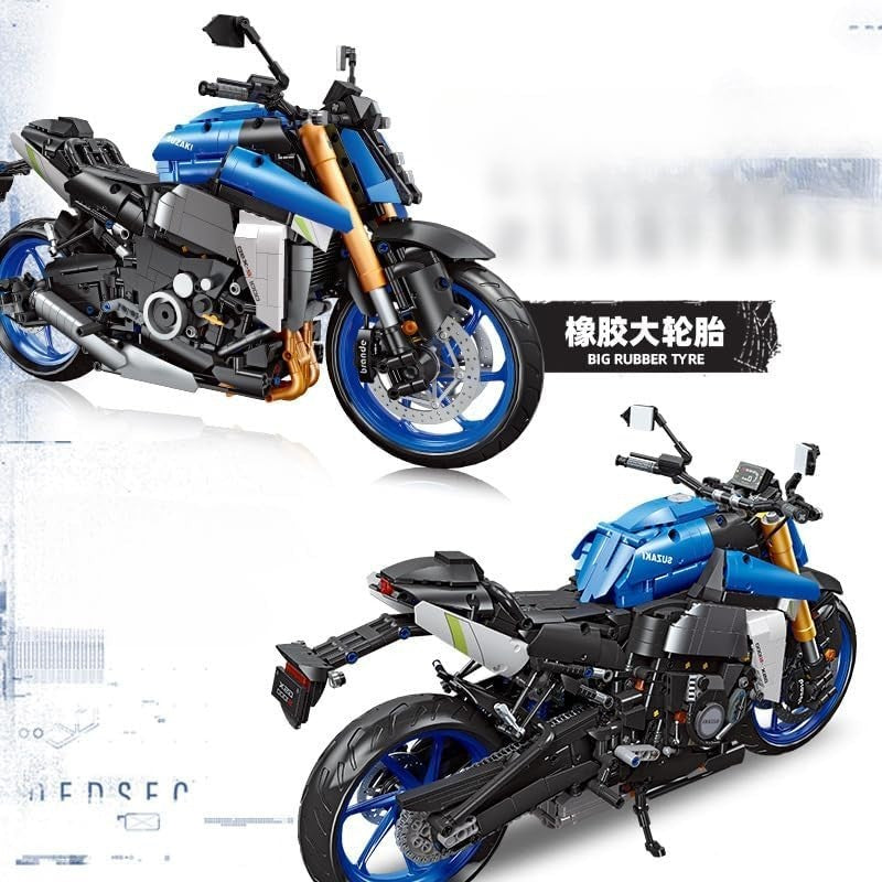 2046 PCS Technic Motorcycle Building Kit - Realistic Racing Superbike Model