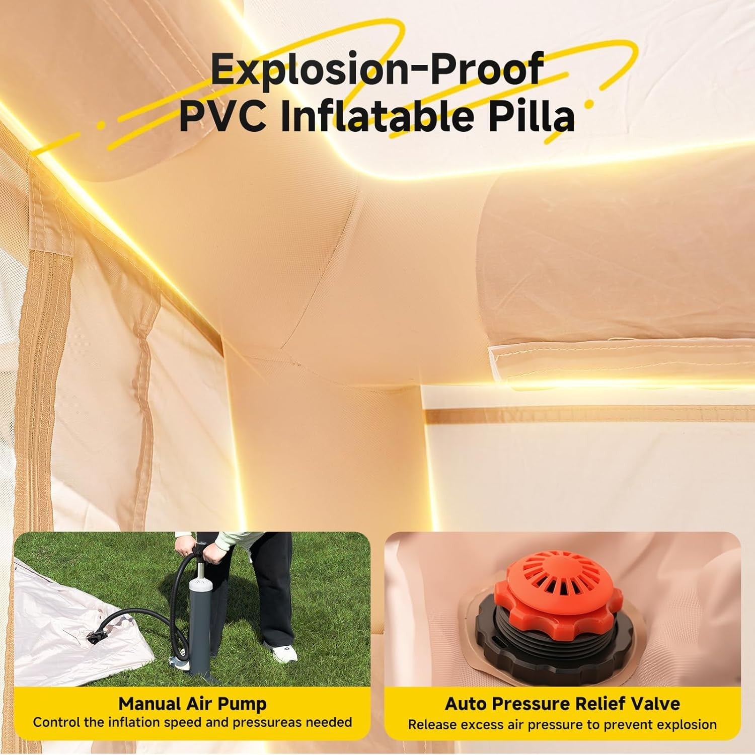 8-10 Person Inflatable Camping Tent Waterproof Oxford Air Beam