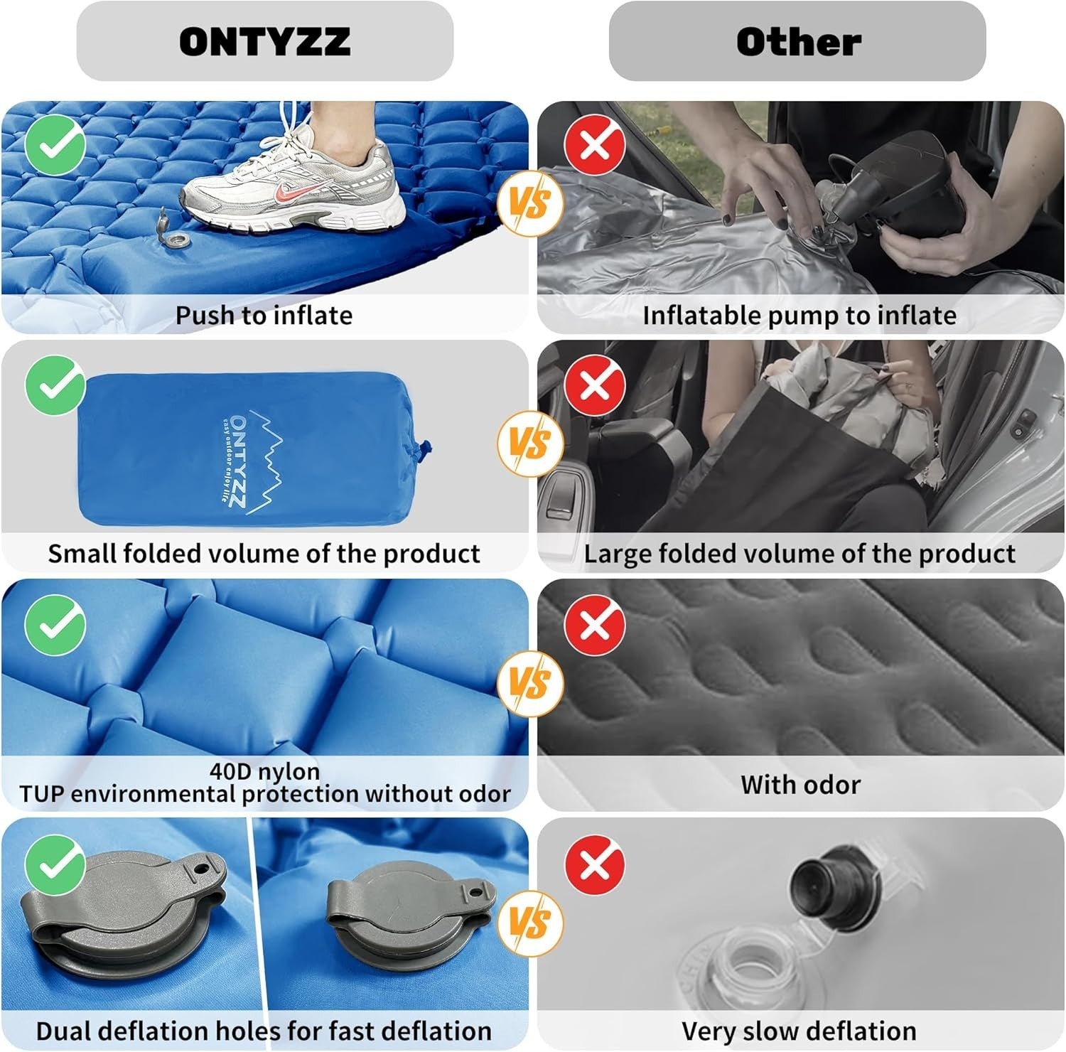 Inflatable Car Mattress SUV Air Bed 2 Person Camping Travel Mat w/ Pump