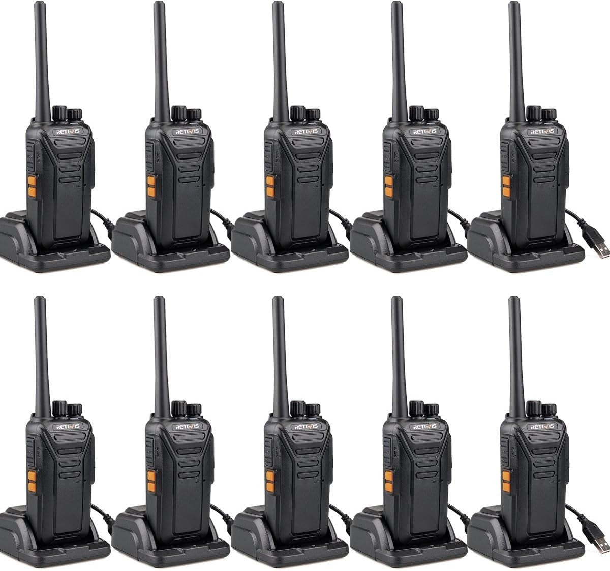PMR446 Walkie Talkies 10 Pack Rechargeable VOX w Earpiece 16CH