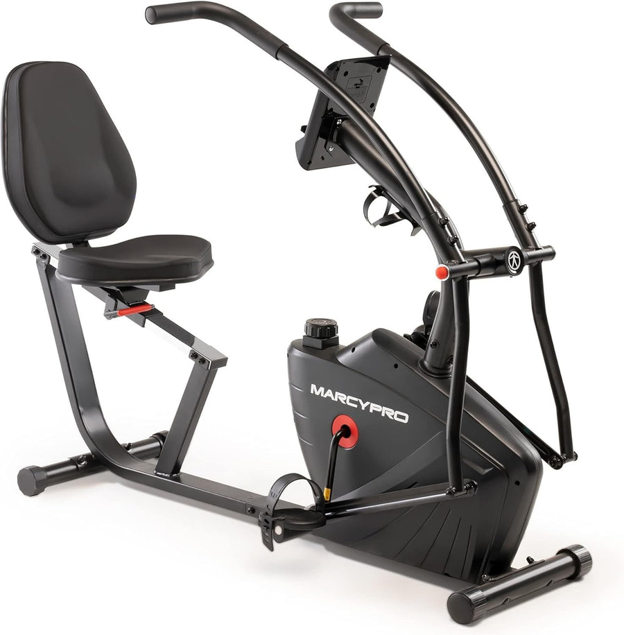 Recumbent Exercise Bike Magnetic Dual Action Arms LCD Adjustable Seat Home Gym