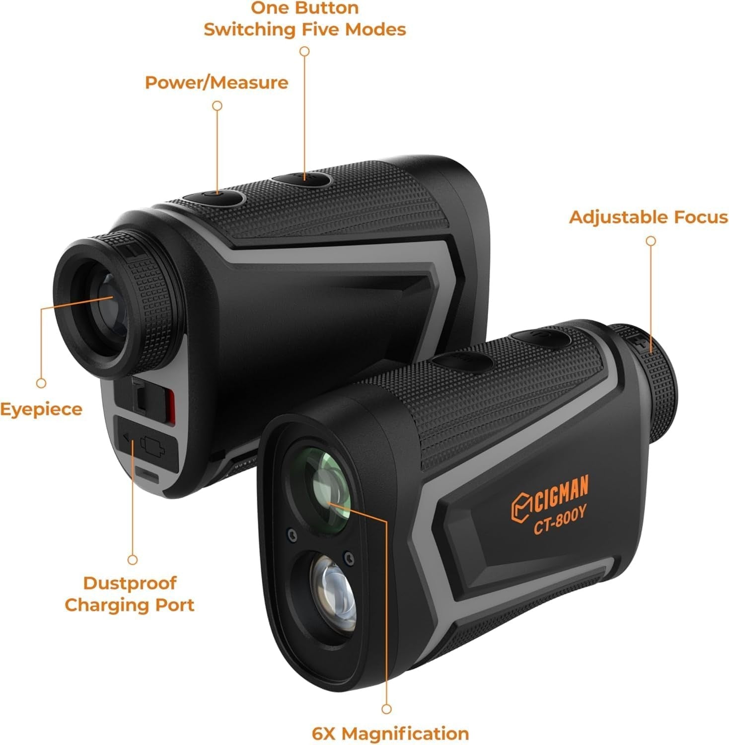 Golf Range Finder 800 Yards Slope Flag Lock Vibration USB Rechargeable