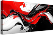 Large Black White Red Abstract Canvas Wall Art Modern Framed Print