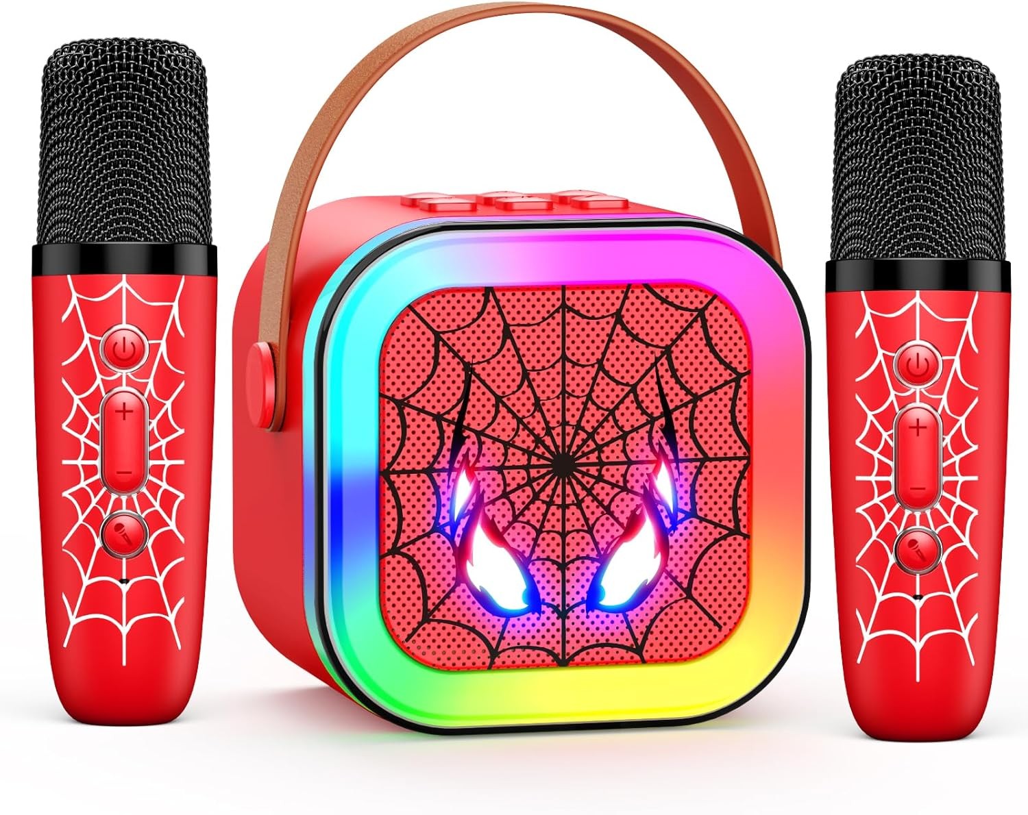 Kids Karaoke Machine 2 Wireless Mics Bluetooth LED