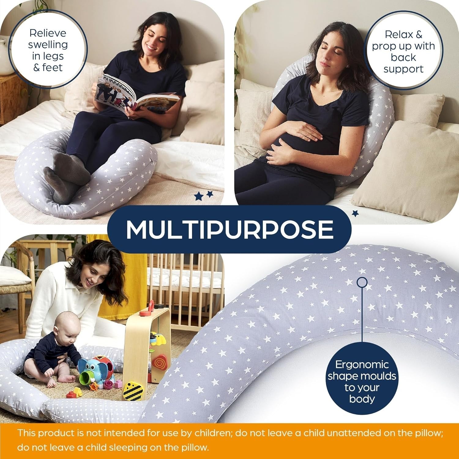 XXL U Shape Pregnancy Pillow Full Body Maternity & Nursing Support Cotton
