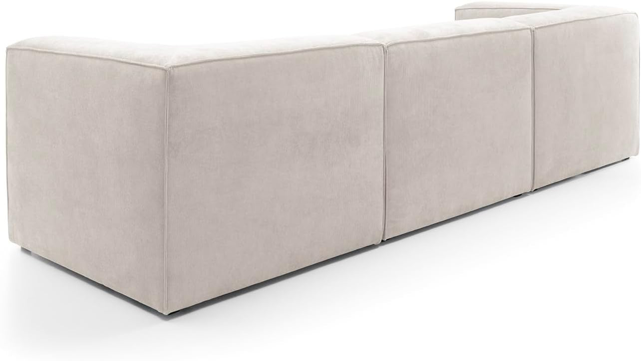 4 Seater White Cord Chenille Modular Sofa | Modern, Soft, Space-Saving Design