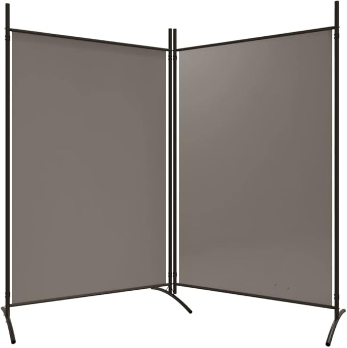 Grey 2 Panel Room Divider 175cm Folding Privacy Screen – Modern Fabric Partition