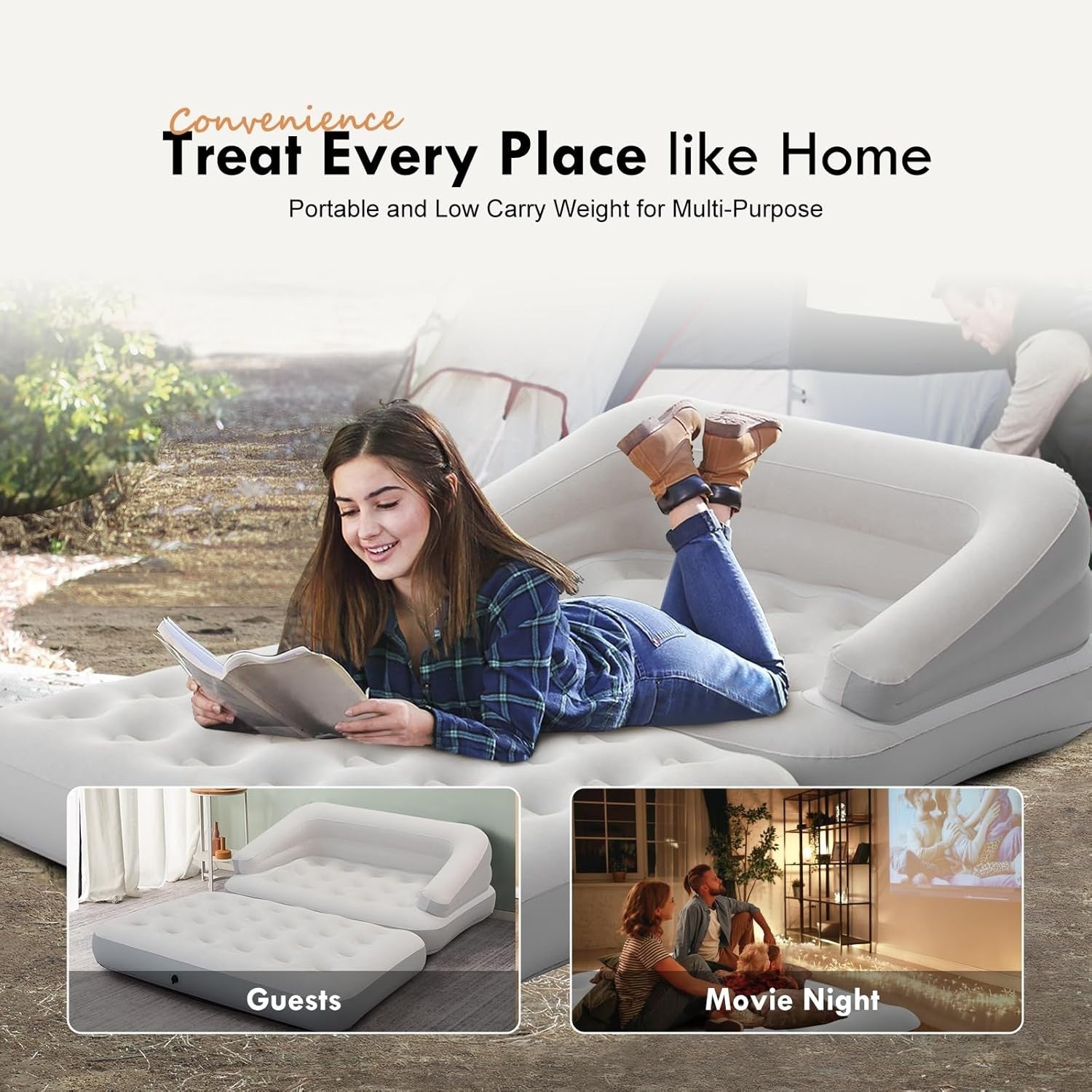 Inflatable Air Sofa Bed 198x137x61cm Outdoor Couch Mattress Full