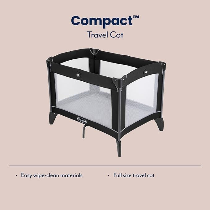 Compact Travel Baby Cot Bed Lightweight Foldable with Carry Bag & Mattress