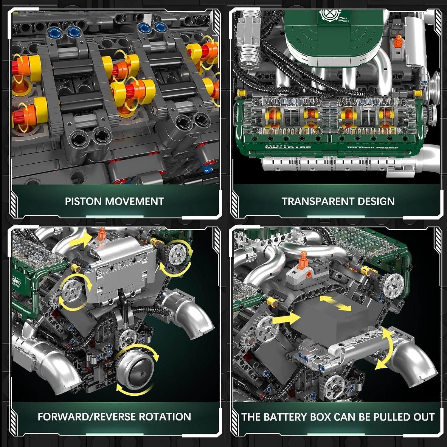 2250PCS V8 Engine Model Kit | Battery Powered STEM RC Build Block Toy
