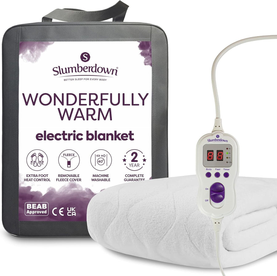 Single Electric Underblanket Multi Zone 9 Heat Settings Washable 150x80cm