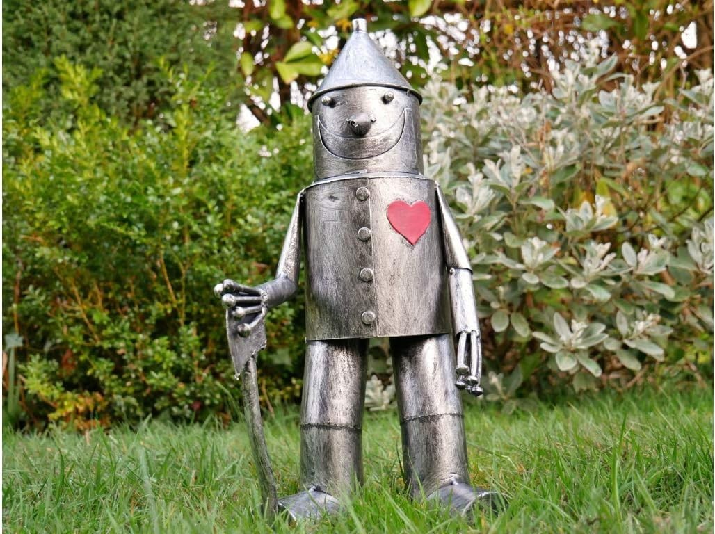 Tin Man Metal Garden Sculpture 41cm Outdoor Ornament with Heart & Axe Decor