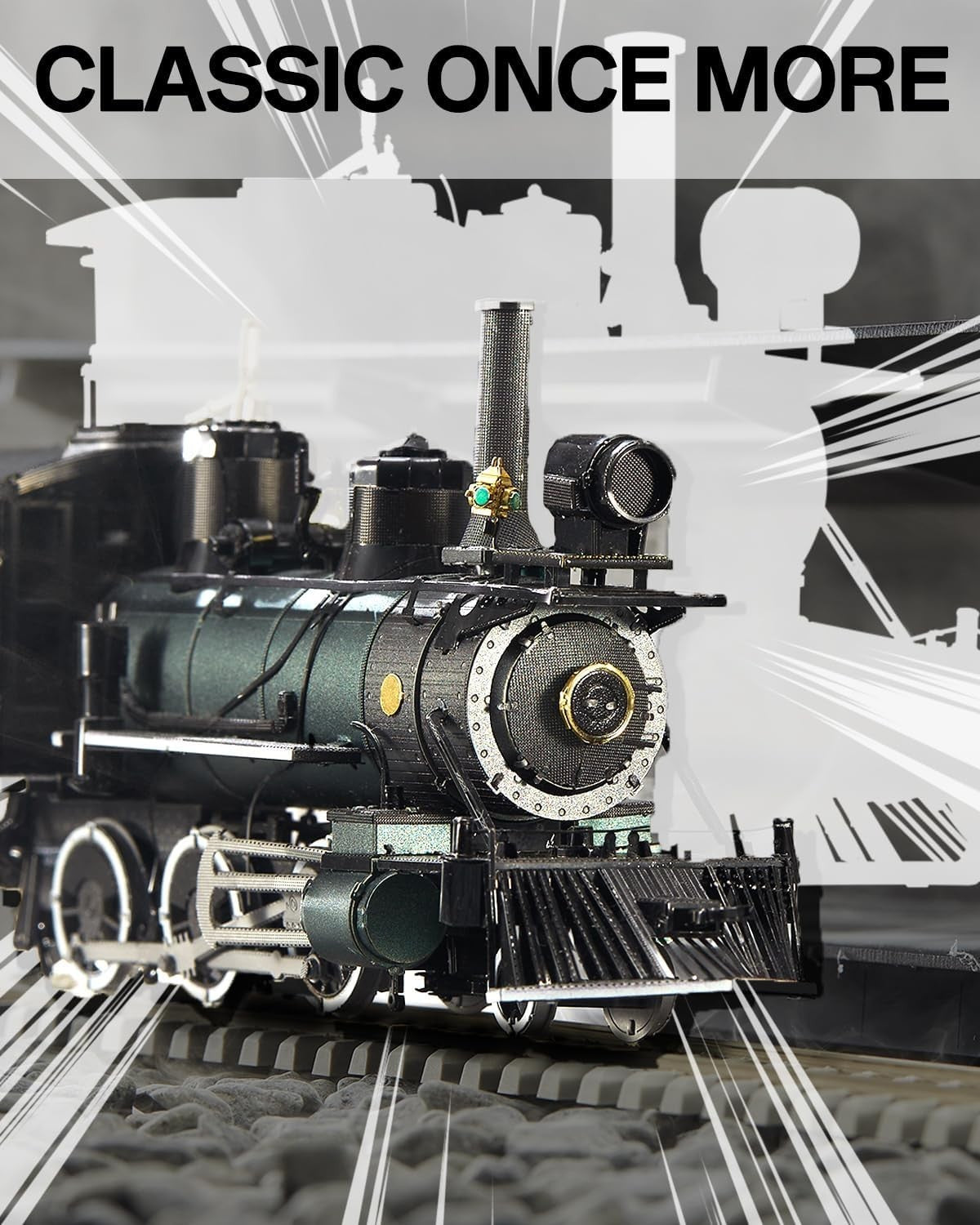 3D Metal Steam Train Puzzle for Adults – Stainless Steel, DIY, 282 Pieces