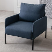 Modern Accent Armchair Blue Linen Lounge Chair Metal Legs Sofa