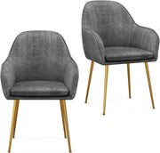 Grey Accent Chairs Set of 2 Padded Lounge Dining Chairs