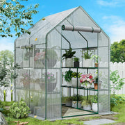 Heavy Duty Walk-In Greenhouse 2 Tier | Thicken PE Cover & Steel Frame | 57×57×77