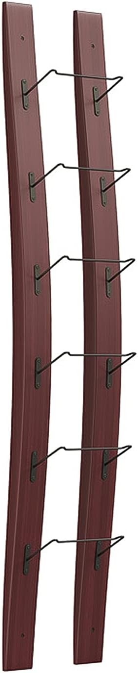 Wall Mounted 6 Bottle Wine Rack Rustic Wood & Iron Vertical Space Saving Display