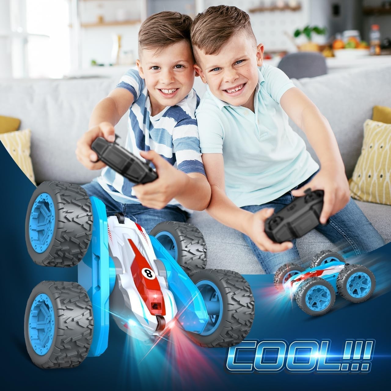 360° Flips Remote Control Cars with LED Headlights, 4WD RC Car Toys