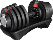 Adjustable Dumbbell Pair 18kg 12-Level One-Hand Dial Space-Saving Gym