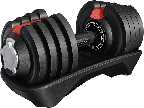 Adjustable Dumbbell Pair 18kg 12-Level One-Hand Dial Space-Saving Gym